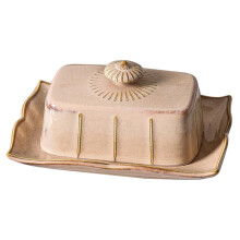 Butter Dish with Lid, Rectangular Ceramic Tray, Microwave Safe, Heat Resistant, MultiPurpose Kitchen Storage