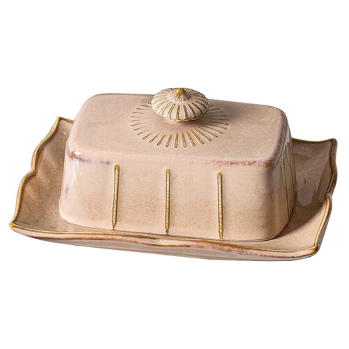 Butter Dish with Lid, Rectangular Ceramic Tray, Microwave Safe, Heat Resistant, MultiPurpose Kitchen Storage