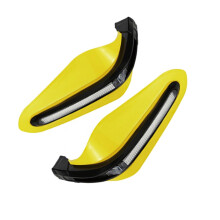 Motorcycle Handguards with LED Lights and Wide Angle Mirrors for Off Road ATV Motocross Yellow