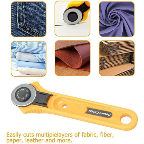 Rotary Cutter 28mm Patchwork Roller Wheel Stainless Steel Blade Plastic Handle Leather Fabrics Compatible Durable Design 2