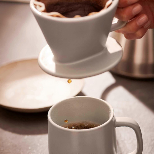 Ceramic White Hand Brewed Coffee Mug with Built-in Filter 2