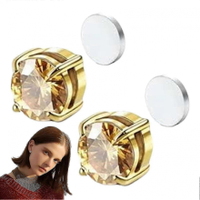 Pair Crystal Magnetic Clip Ear Studs for Women Men Punk Round Zircon Non-Piercing EarringsRose gold