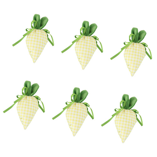 6Pcs Easter Carrot Shape Candy Bag Drawstring-yellow gingham