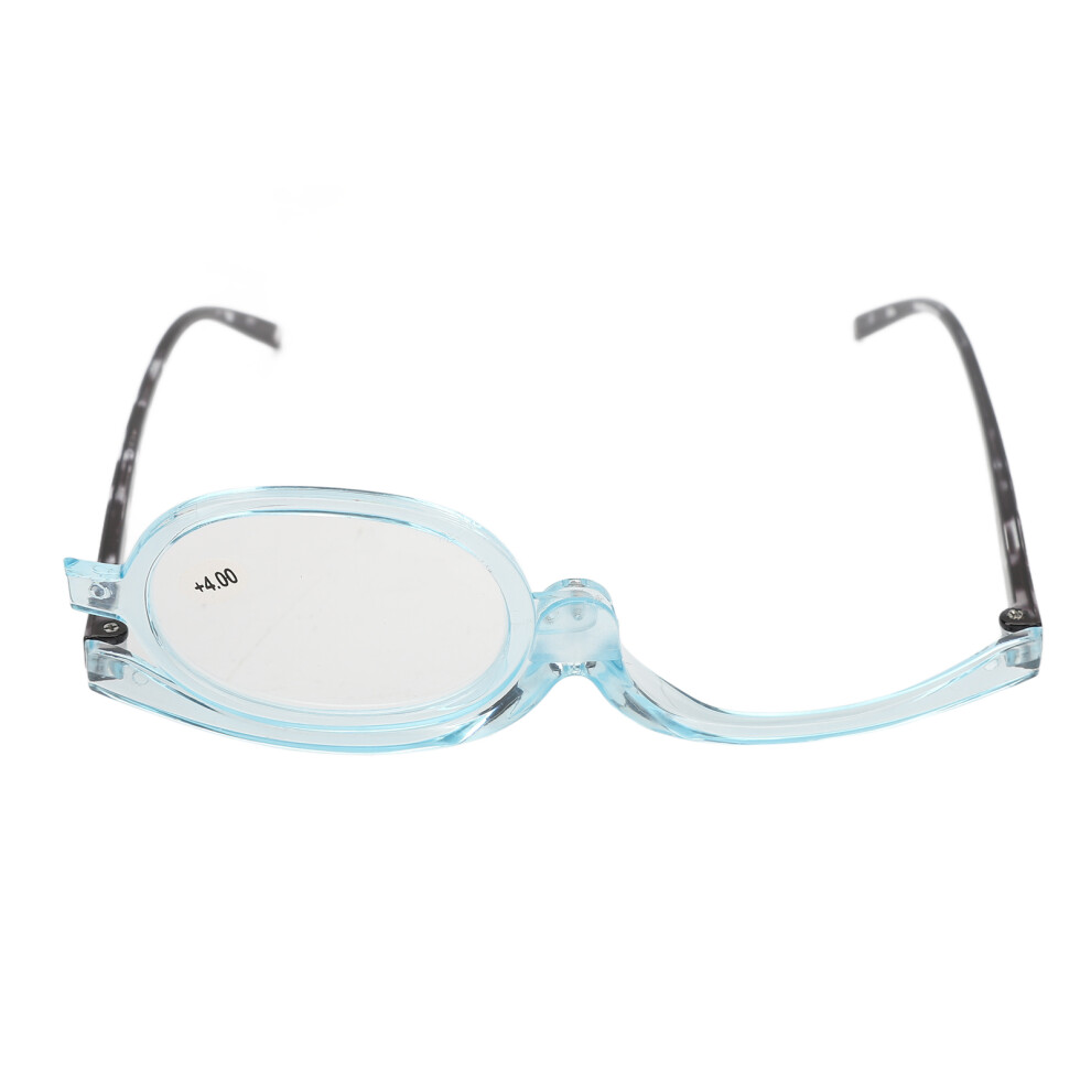 Blue Switchable Reading Glasses Frame +4.00 Magnifying Makeup Spectacles For Elderly