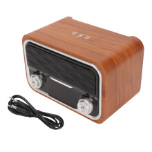 Boxă Bluetooth wireless cu design vintage, design retro, radio Bluetooth, sistem audio stereo, durată lungă de redare, finisaj elegant din lemn