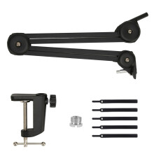 Microphone Boom Arm for Recording Studio, Heavy Duty Mic Suspension with Built-in Springs Design Sturdy Metal Construction Foldable Scissor Boom Stand