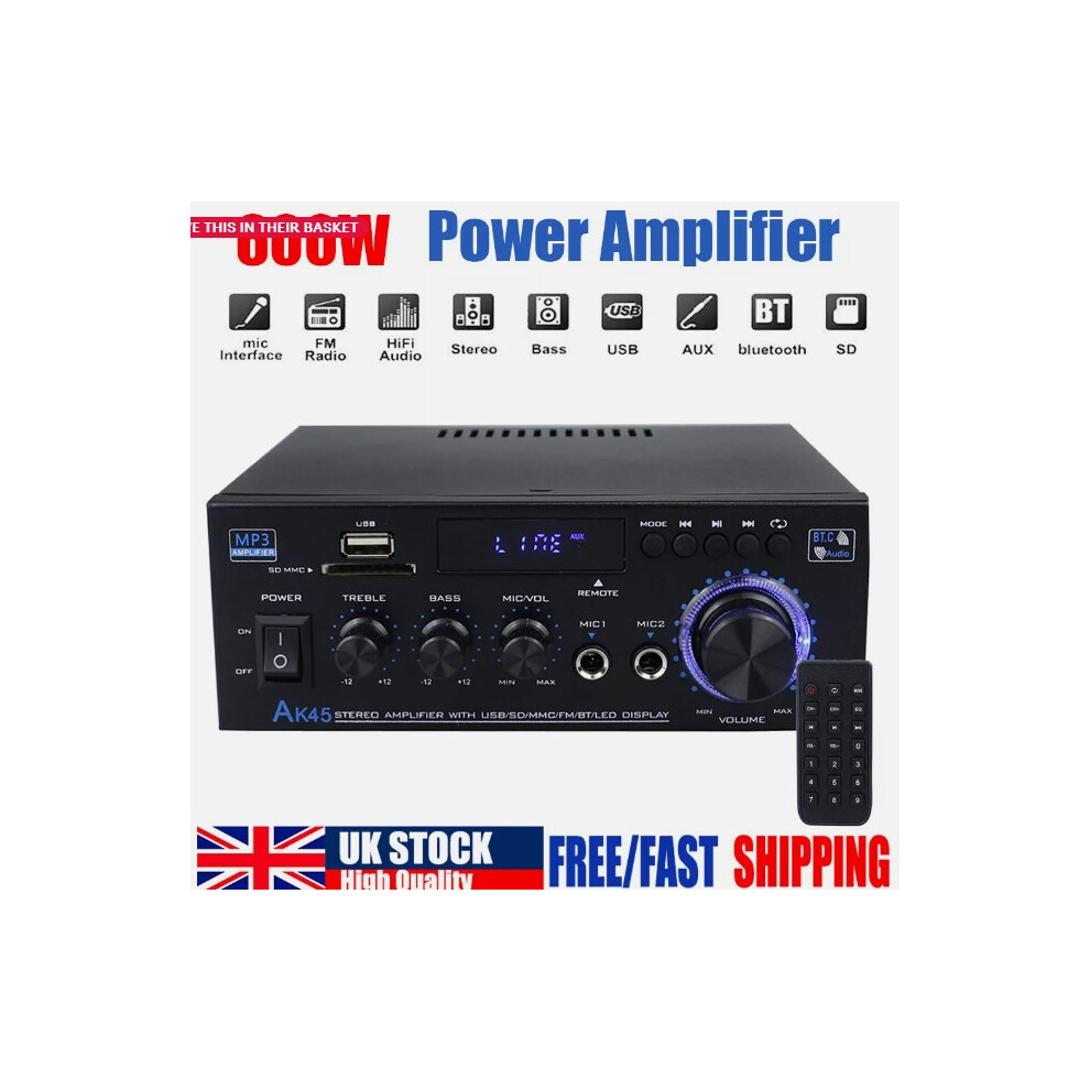 Stereo Receiver For Home Entertainment, Compact Size Amplifier Home Audio With Hi-Fi Amplifier Technology For Dual Channel Surround Sound 9176269164683