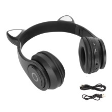 Căști Bluetooth strălucitoare pentru tineri ascultători, pliabile și portabile pentru aventurile de zi cu zi, lumini LED pentru un moment