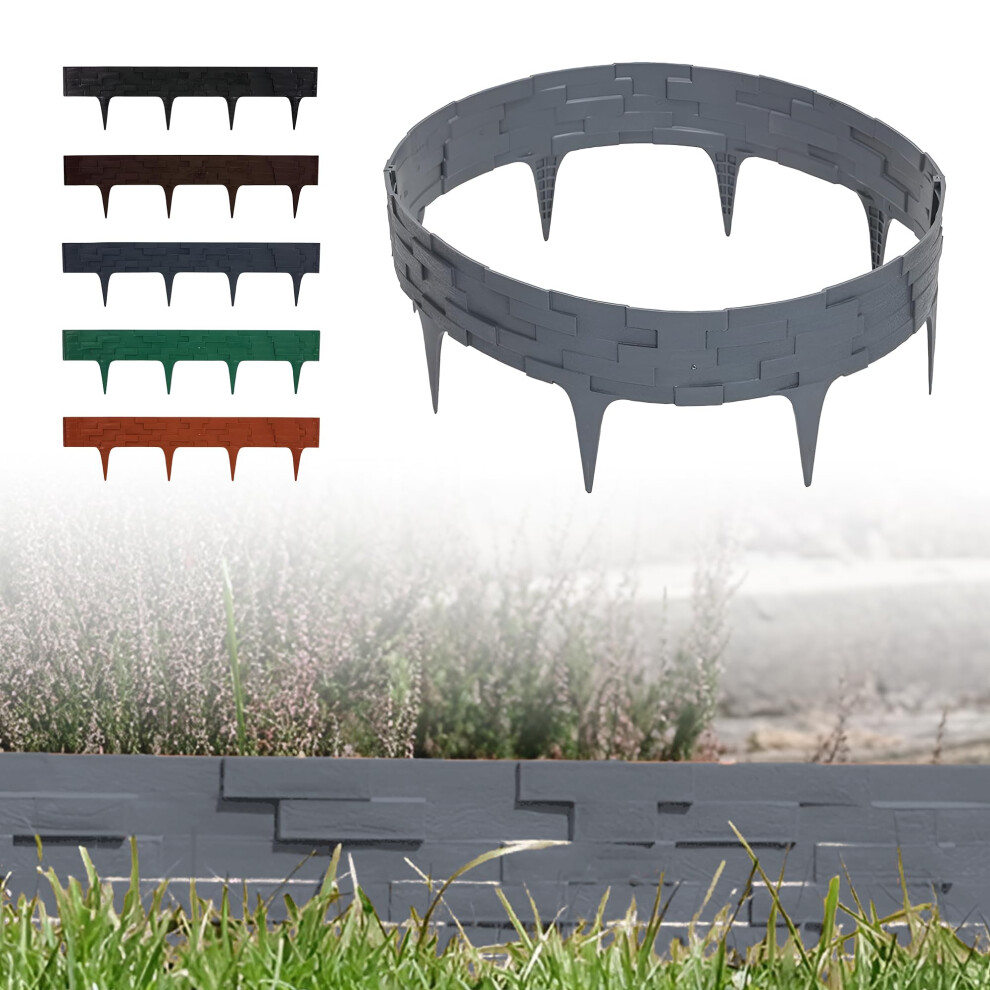 Stone Look Garden Edging Fence 3.16M Weatherresistant Flexible Lawn Border Grey 9094768756850
