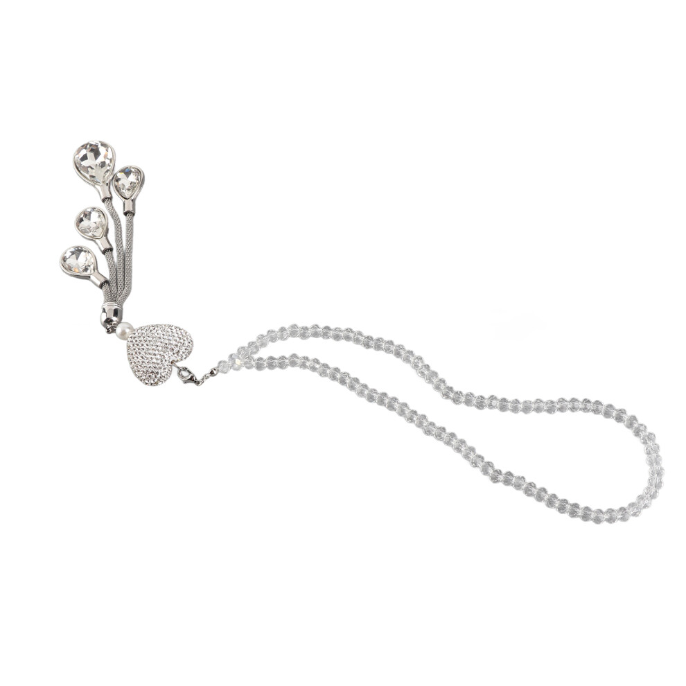 Rhinestone Car Mirror Pendant Alloy Metal Rearview Decor For Automotive Style White 8301378541297