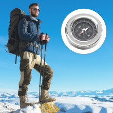 60mm Stainless Steel Mini Pocket Compass for Camping & Hiking Silver White