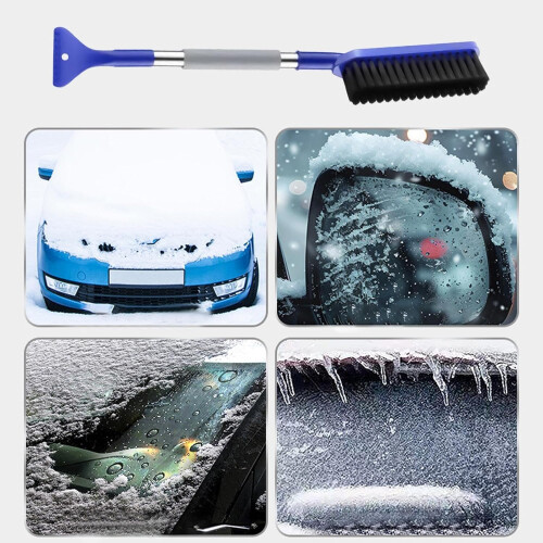 Car Snow Brush with Ice Scraper, Extendable Soft Bristle Snow Removal Tool for Car Windshield, Blue 2