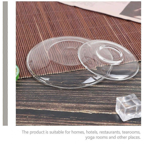 2pcs Glass Tea Saucer Coaster Mat Snack DishTransparent 2