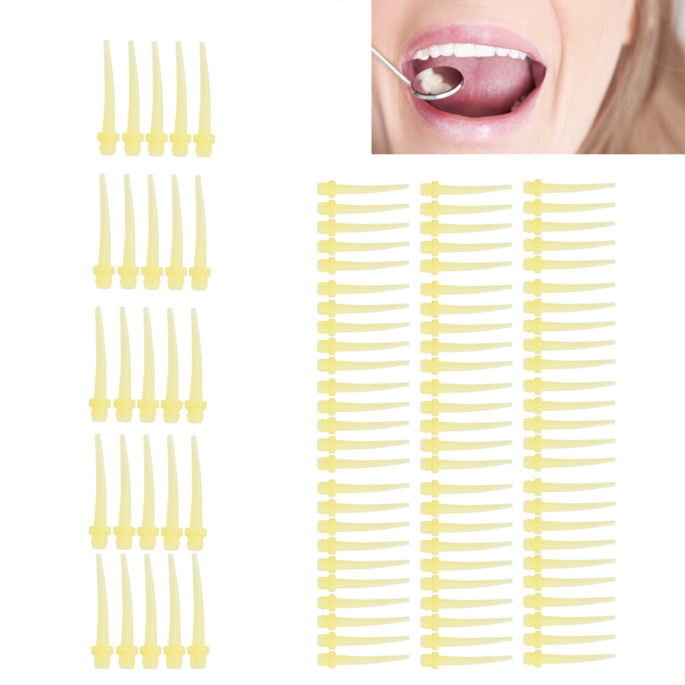 100pcs Disposable Dental Intra Tips, Polypropylene, Yellow, 24.2x4.2mm