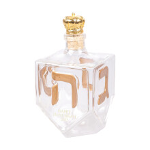 Artistic Glass Whiskeys Decanter with Gold Hebrew-metal lid