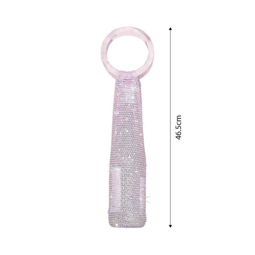 Handcrafted Rhinestones Wine Bottle Bag with Comfortable-White 1