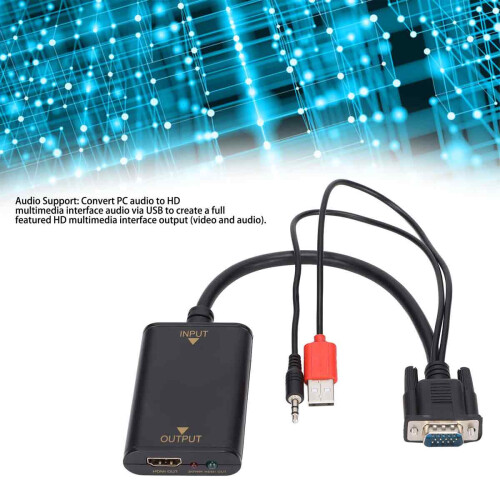 Multi Channel Audio VGA to HDMI Adapter with Plug and Play Functionality and Auto Detection for Seamless Display Connectivity 1
