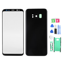 Écran de remplacement en verre de haute qualité pour Samsung Galaxy S8, protection antichoc avec contour en silicone liquide, ruban adhésif