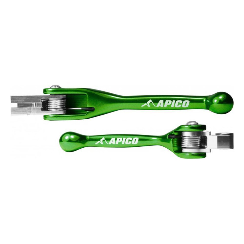 Apico Green Set Of Flexi Levers For Kawasaki Kxf250 2021-2023, Kxf450 2019-2023, Kx 250/450Xc 2021-2023