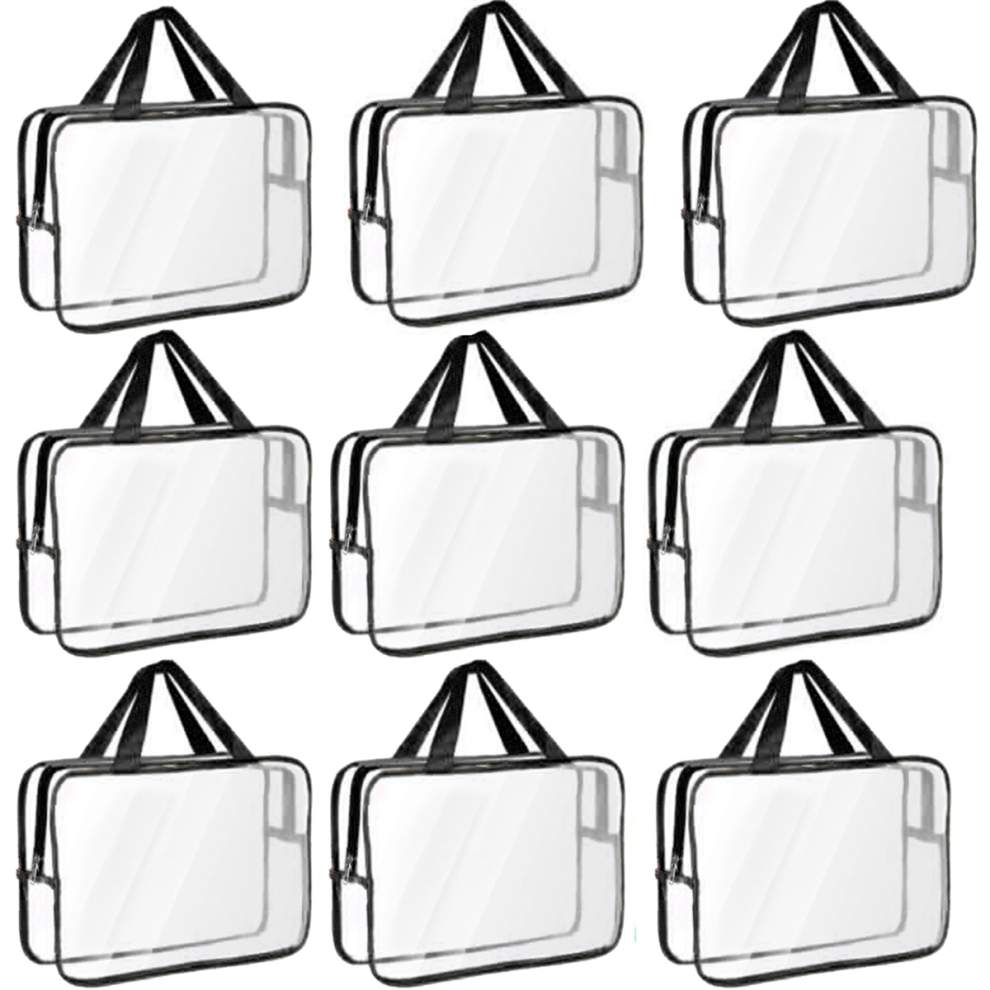 9 Packs Toy Storage Bags with Labels, Large PVC Reusable Board Game Containers Clear Zipper Pouches