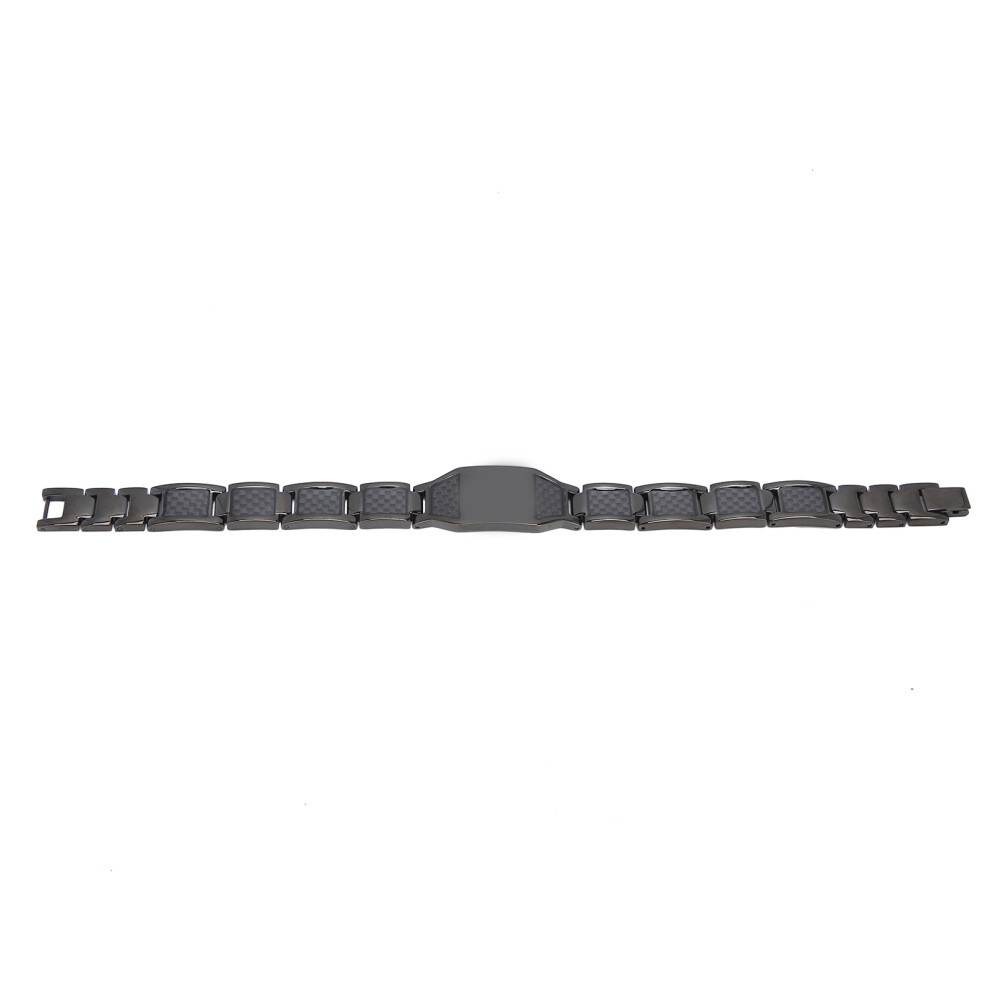 Black Stylish Magnetic Therapy Bracelet In Carbon Fiber, Pure Titanium Men's Wellness Accessory With Free Size Adjustment Tool And Premium Packaging
