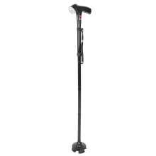 Nattesyns foldbar stok med indbygget LED-lys Stabil firedobbelt base Fem-niveau justerbar Letvægts skridsikkert komfortabelt håndtag Rejseledsager