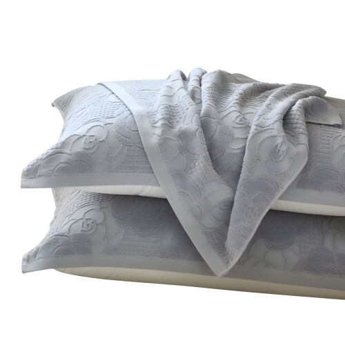 Paire de serviettes d'oreiller en coton jacquard améliore-gris