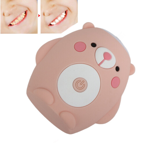 Automatic U Shaped Pink Electric Toothbrush for Kids Cartoon Bear Pattern