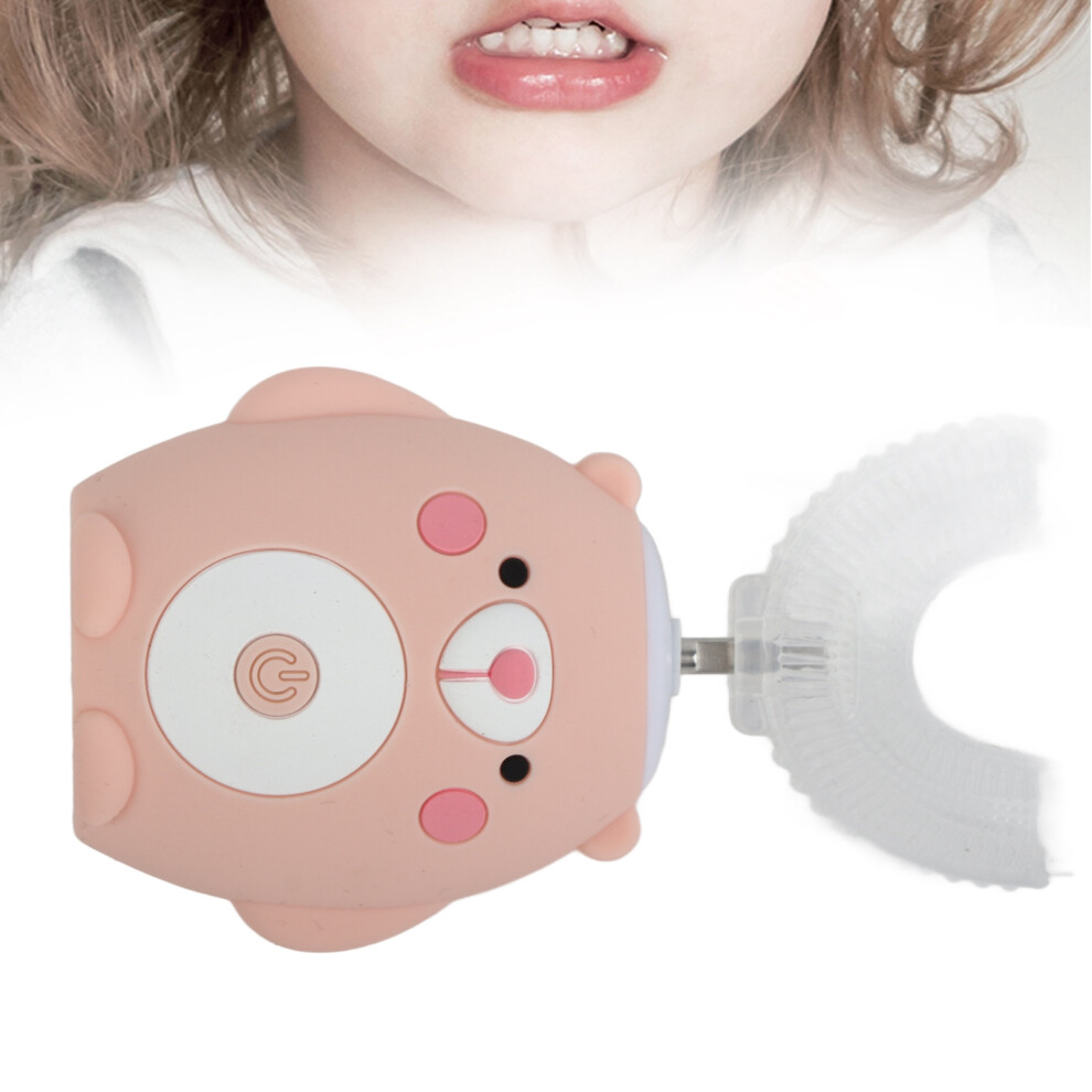 Pink Cute Cartoon Bear U-Shaped Electric Kids Toothbrush, 250Mah