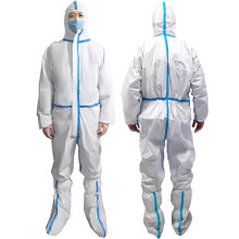 Traje desechable de mono de protección médica, traje de protección EPI para materiales peligrosos con cierre de cremallera frontal, diseño