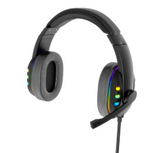 Cuffie da gioco over-ear con suono surround virtuale 7.1, illuminazione RGB dinamica, design pieghevole, bagliore LED, leggere e resistenti, con cavo.