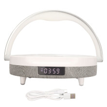 Altoparlante Bluetooth portatile, elegante sveglia digitale con caricatore wireless, design elegante per l'arredamento di casa, luce di risveglio,