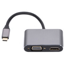 USB C Hub Type C Multiport Adapter USB Type C to HDMI VGA Converter with Fast Charging Port, 4K HD Output and Aluminum Alloy Shell, Compatible for Mac