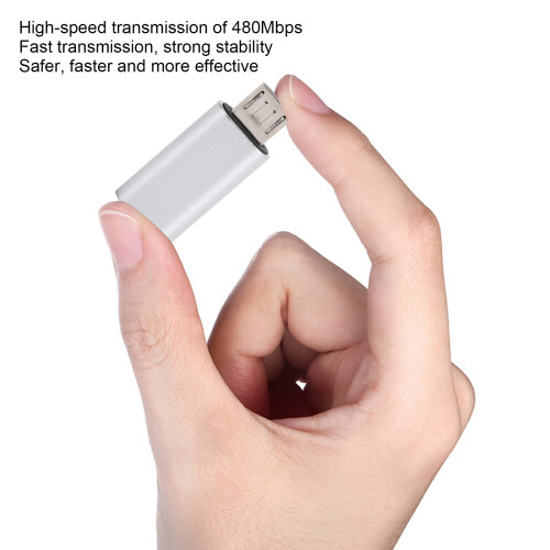 Type-C Adapter Converter Female to Micro Male USB Charging Data Line Silver 2