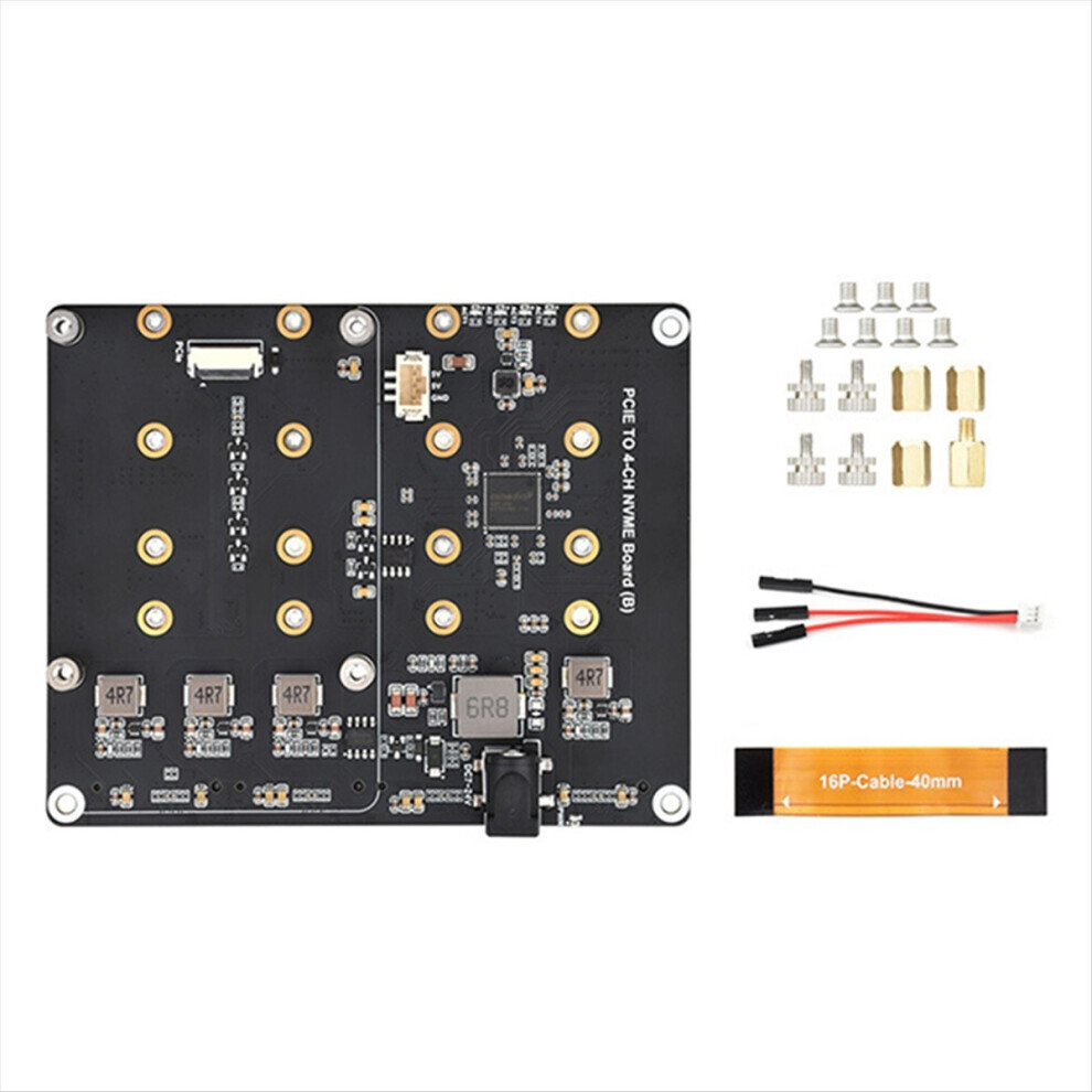 New For 5 Pcie To 4-Ch M.2 Nvme Adapter Board Compatible With 2280/2260/2242/2230 Hard Drives Pi5(Eu)