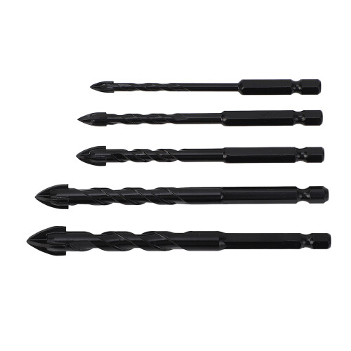 5PCS Masonry Drill Bits Set 1/4 Inch Hex Carbide Cemented