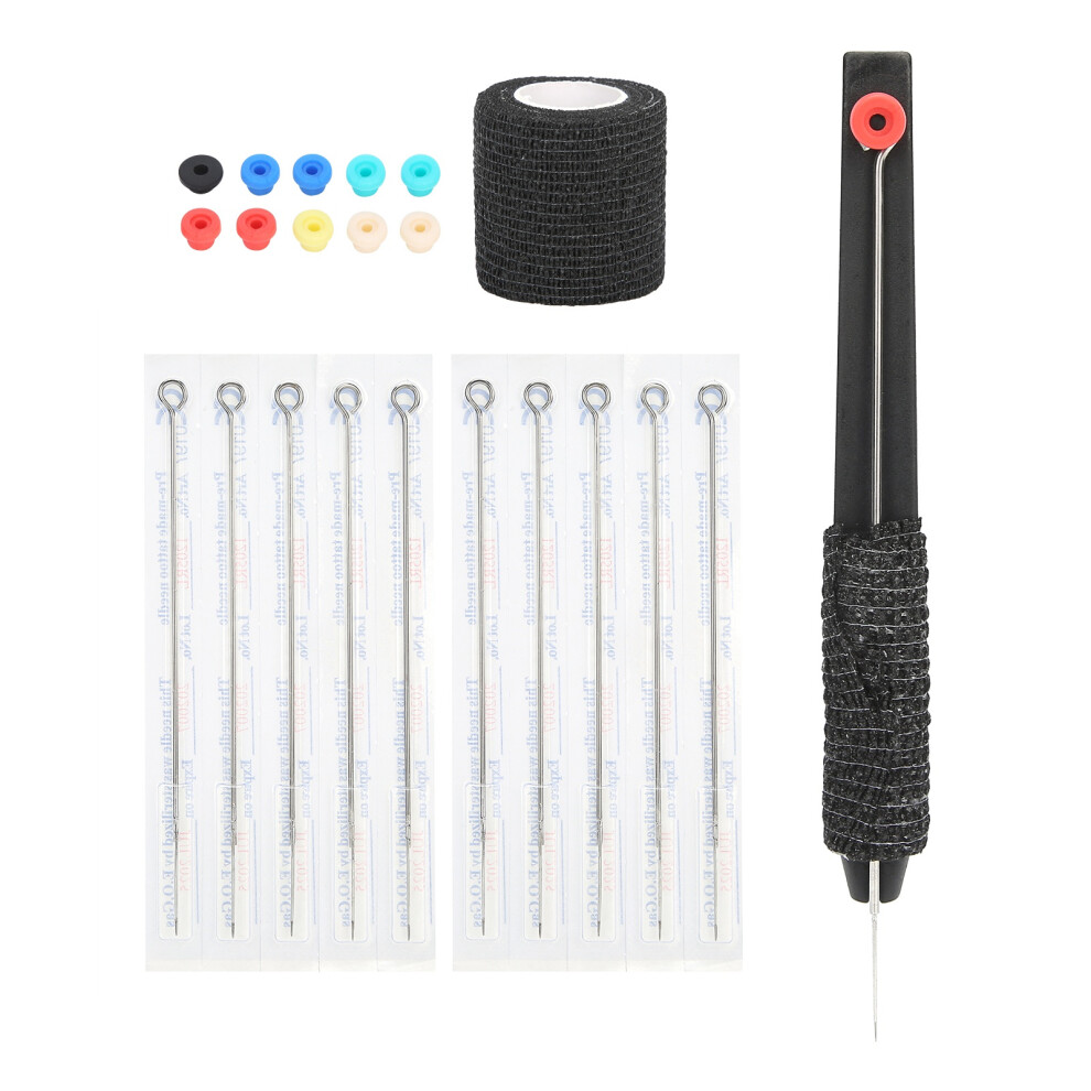 Hand Tattoo Pen Kit with Stainless Steel Needle & Elastic Bandage 12.8cm