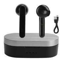 Căști stereo Hi-Fi cu bas profund, căști True Wireless negre pentru o calitate a sunetului de neegalat, afișaj LED care arată starea bateriei,