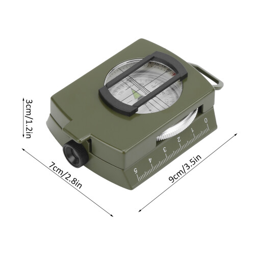 DC60‑2A Aluminium Alloy Foldable Compass Army Green, Multi-Function, 9x7x3cm 2