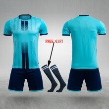 (8607-Lake blue, XL(170-175cm)) Kid Football Jerseys Customize Children Soccer Uniform Shirts Futsal Sportswear Adult Child Team Outfit