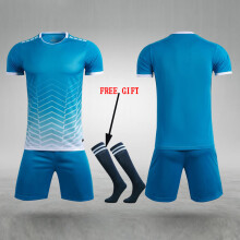 (8622-Mid blue, XS(135-145cm)) Kid Football Jerseys Customize Children Soccer Uniform Shirts Futsal Sportswear Adult Child Team Outfit