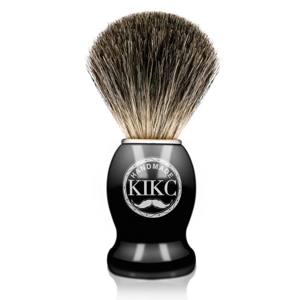 Black Badger Shaving Brush With Soft Badger Hair, Handmade Wood Handle For Wet Shave,
