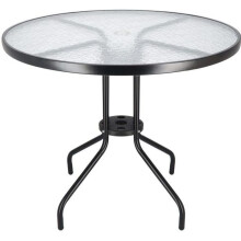 SPRINGOS Bistrotafel - Ronde tuin tafel Diameter 90 cm - Geëgraveerd glazen blad