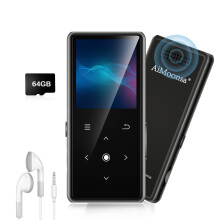 64GB MP3 Player with Bluetooth 5.2, AiMoonsa Music Player with Built-in HD Speaker, FM Radio, Voice Recorder, HiFi Sound, E-Book Function, Earphones I