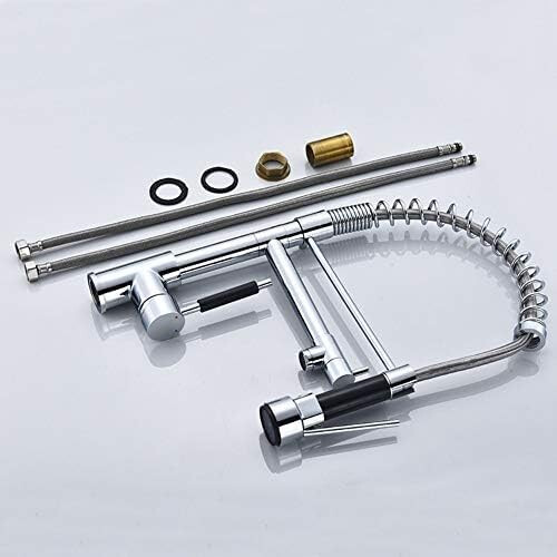 All Copper MultiFunction Spring Dish Faucet Hot and Cold Single Hole Rotating Pull Kitchen Faucet 2