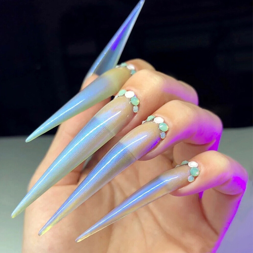 120PCS Full Cover Stiletto Nail Tips: Natural Extra Long for DIY Art