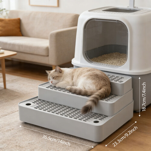 Permanent ABS Multiple Puss Waste Box Step Against-Light Grey 1