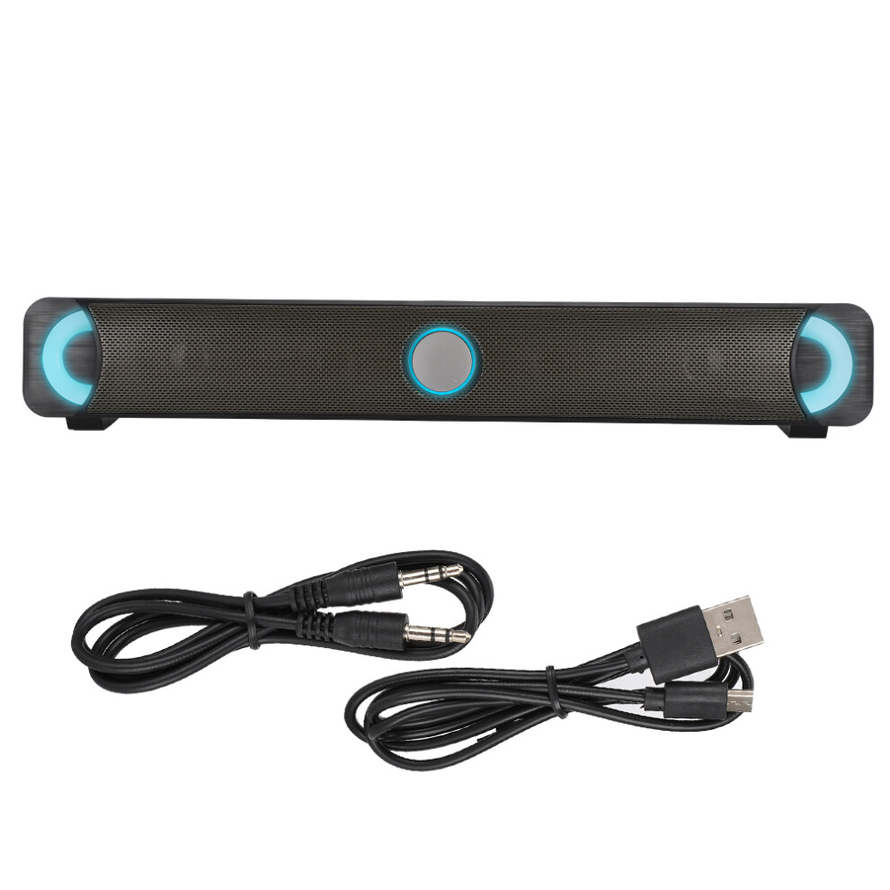 Desktop Soundbar With Hifi Clear Sound, Unique Noise Reduction Technology For High-Quality Sound, Led Effect On Speakers And Volume Knob, For Room Off 9176269203139