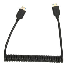 Mini HDMI Coiled Cable for Laptops, Tablets, 48Gbps Bandwidth, Gold Plated Contacts, Plug and Play High Speed Cable Ensuring Stable Transmission and