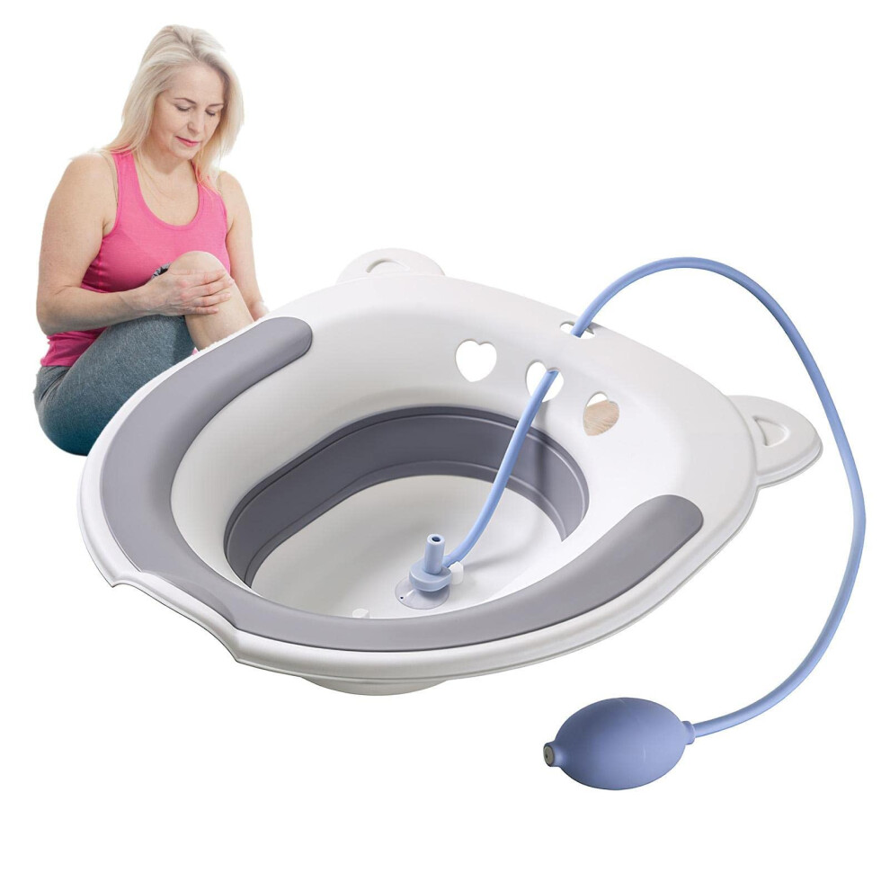 Grey Sitting Bath For Postpartum Care Foldable Seat Bath Against Hemorrhoids With Rinse For Elderly And Pregnant Women